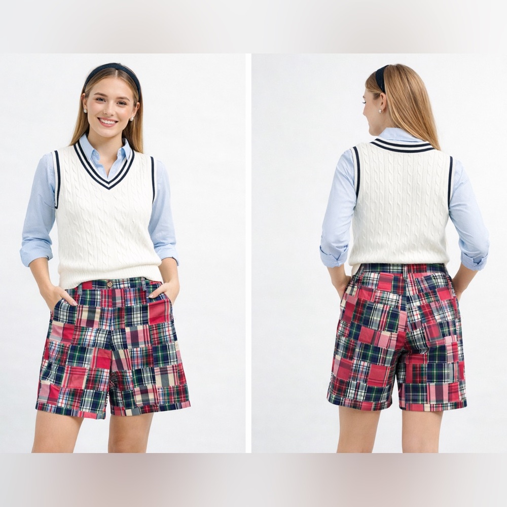 Cape‎ Madras Blue and Red Cotton Plaid Bermuda Shorts Sz. 4